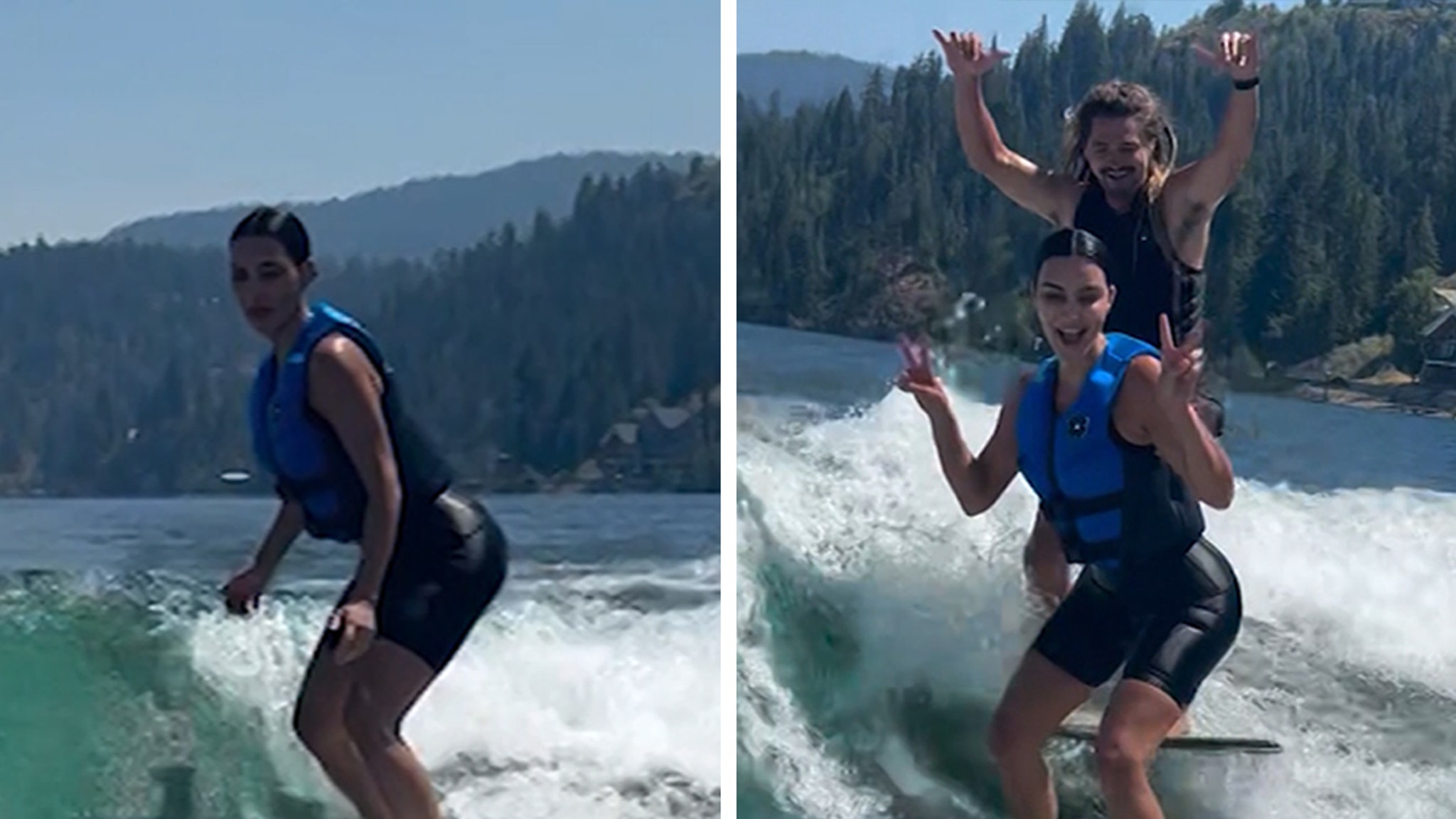 Kim Kardashian Goes Wake Surfing, Perfectly Balanced on Board