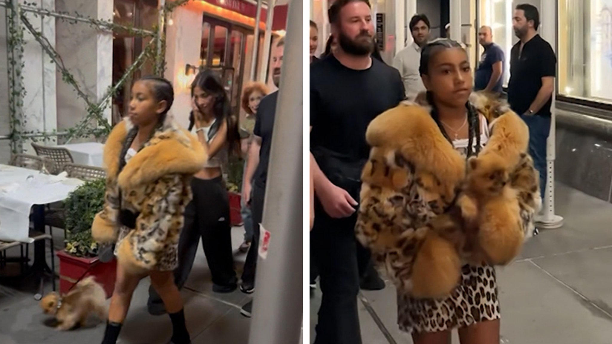 North West Twins With Puppy, Wears Fur Coat in New York City